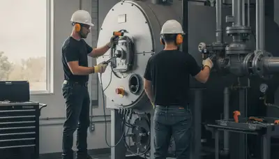 Boiler repair technician servicing a home in Saint Petersburg, FL