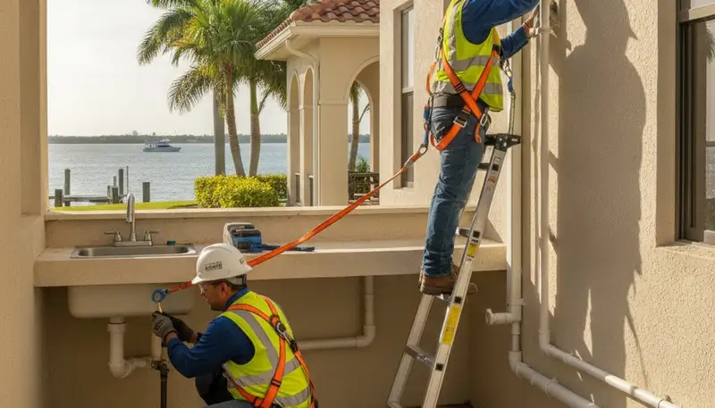 Professional plumber repairing pipes in Saint Petersburg, FL for residential plumbing service