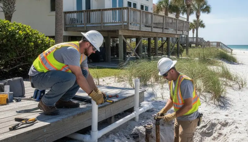 Plumber repairing a leak in Saint Petersburg, FL for emergency plumbing service