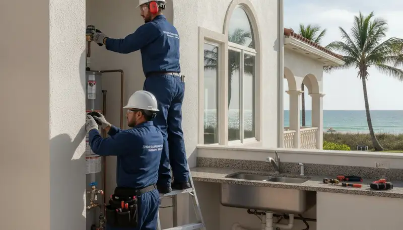 Plumber repairing pipe leak in Saint Petersburg, FL for residential plumbing service