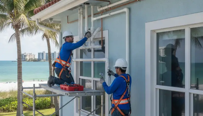 Plumber repairing a pipe in Saint Petersburg, FL for fast plumbing repair service
