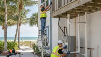 Plumber repairing pipe leak in Saint Petersburg, FL for residential plumbing service