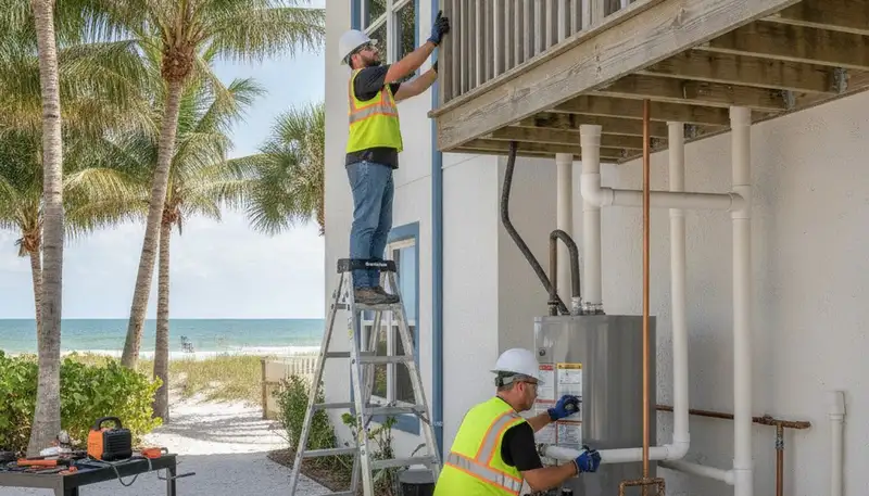Plumber repairing pipe leak in Saint Petersburg, FL for residential plumbing service