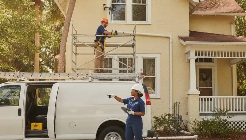 Plumber repairing a pipe in Saint Petersburg, FL for residential plumbing service
