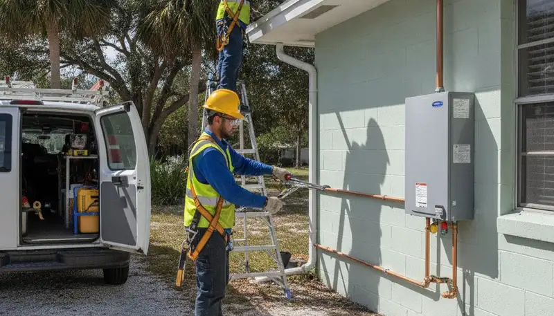 Plumber repairing a pipe in Saint Petersburg, FL for residential plumbing service