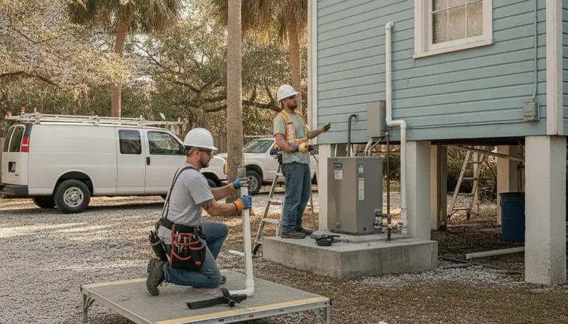 Plumber repairing a pipe in Saint Petersburg, FL for plumbing repair service