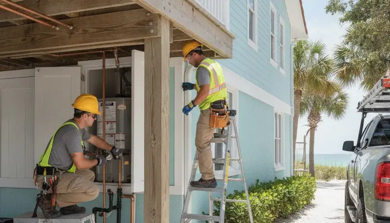 Plumber repairing a pipe in Saint Petersburg, FL for local plumbing repair service