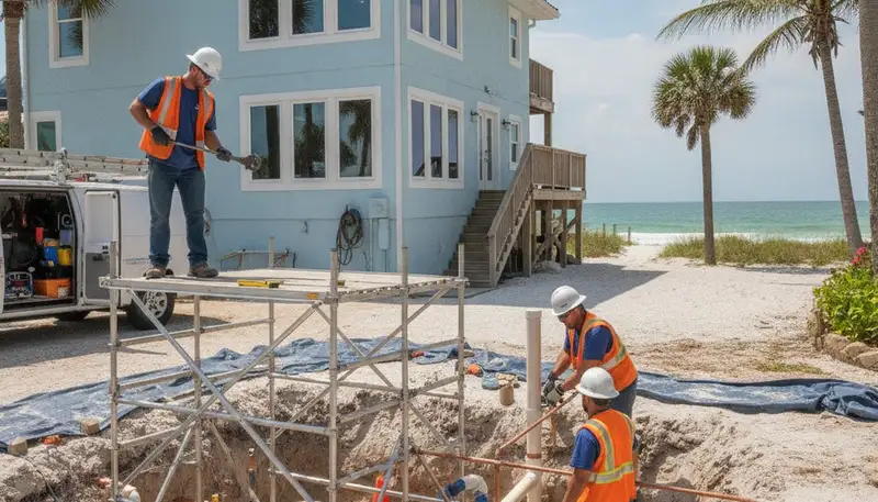 Plumber repairing a pipe in Saint Petersburg, FL for plumbing repair service