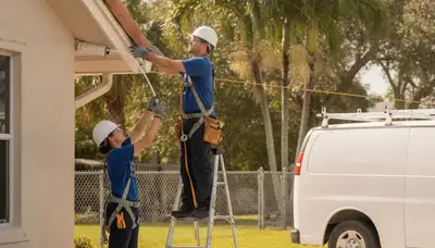 Plumber repairing a pipe in Saint Petersburg, FL plumbing service van