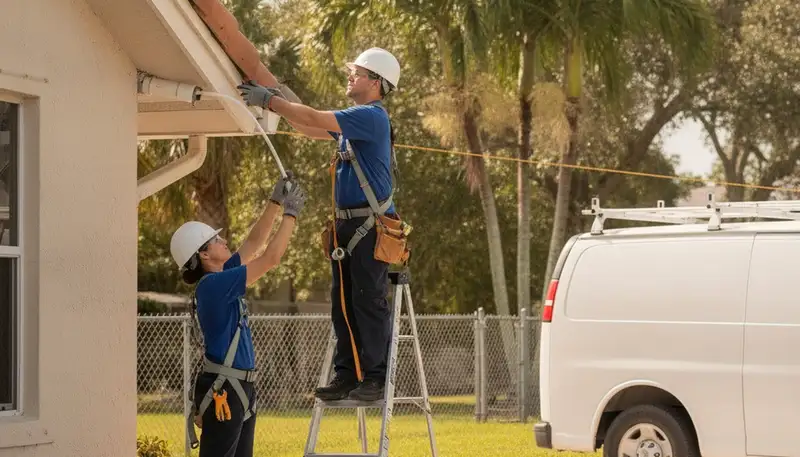 Plumber repairing a pipe in Saint Petersburg, FL plumbing service van