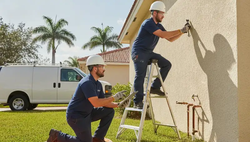 Plumbers servicing a plumbing repair in Saint Petersburg, FL