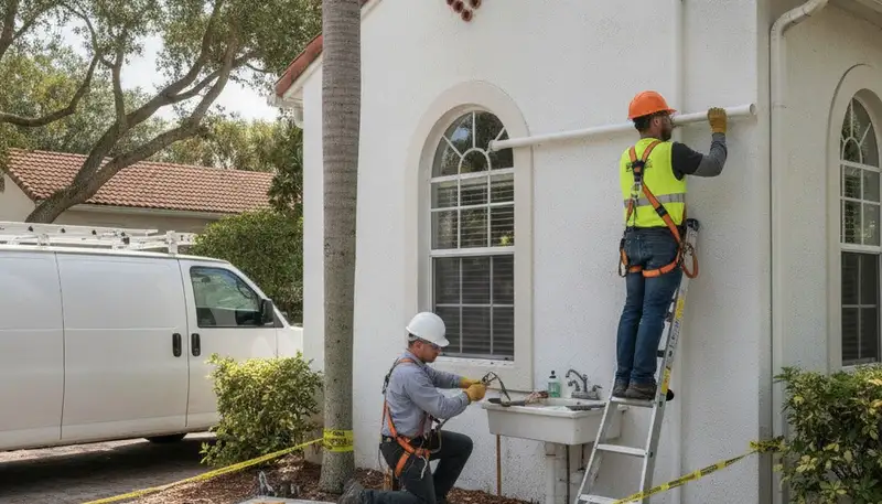 Plumber repairing a leak in Saint Petersburg, FL for a residential plumbing service