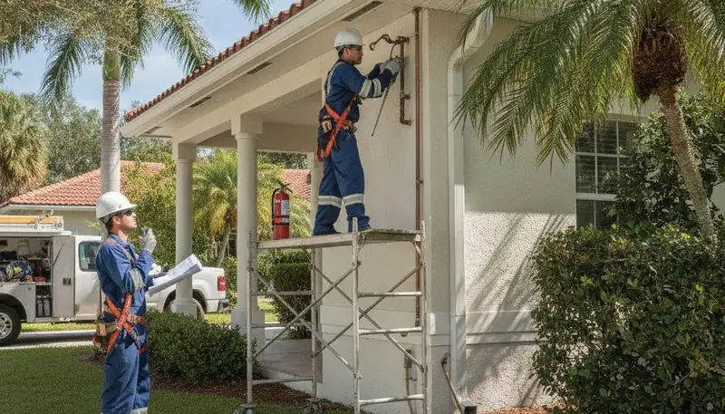 Plumber repairing a pipe in Saint Petersburg, FL for fast plumbing repair service