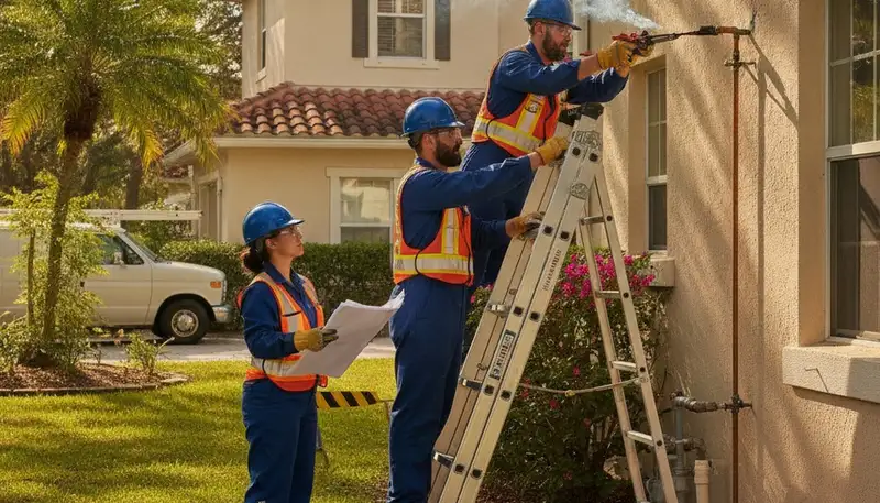 Plumber repairing a pipe in Saint Petersburg, FL, for professional plumbing service