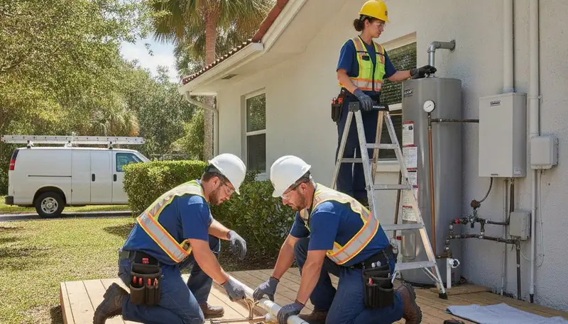 Professional plumber repairing a sink leak in Saint Petersburg, FL home