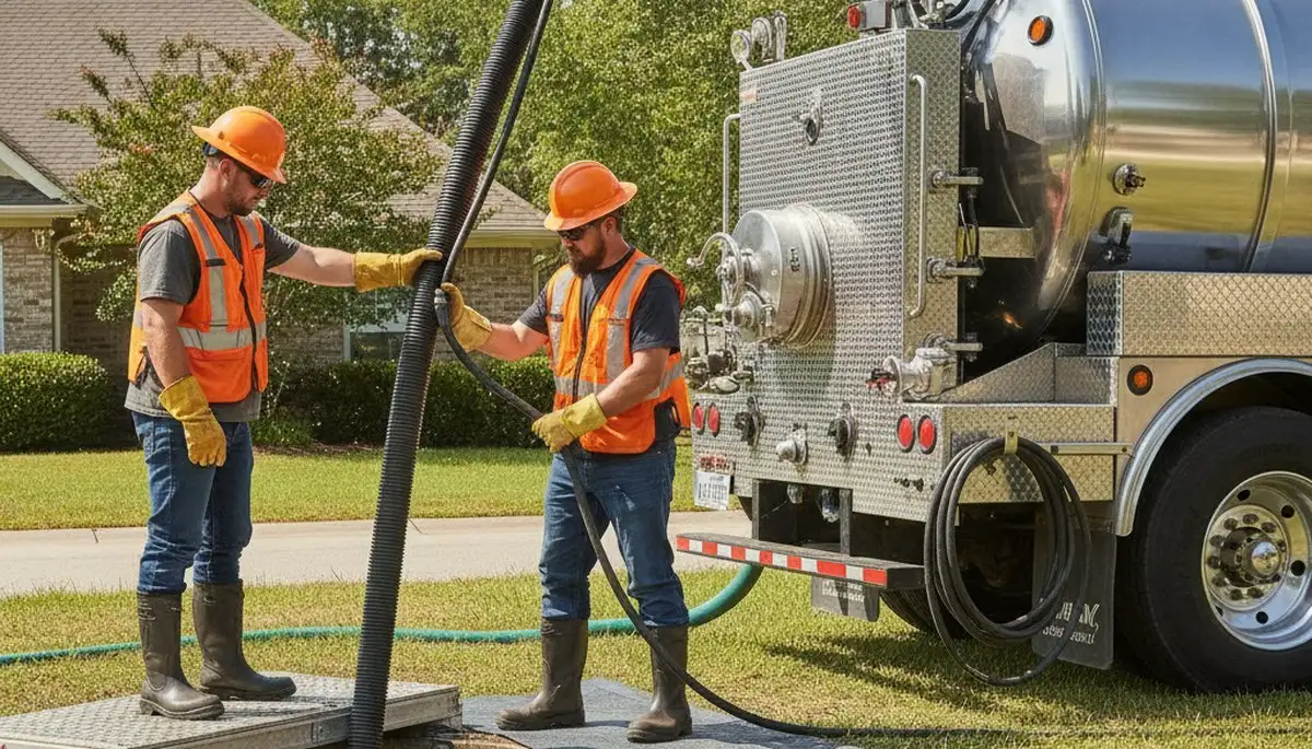 Septic pumping service truck for homes in Saint Petersburg, FL during rainy season