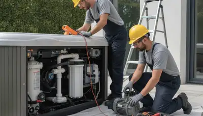 Spa repair technician servicing a home spa in Saint Petersburg, FL