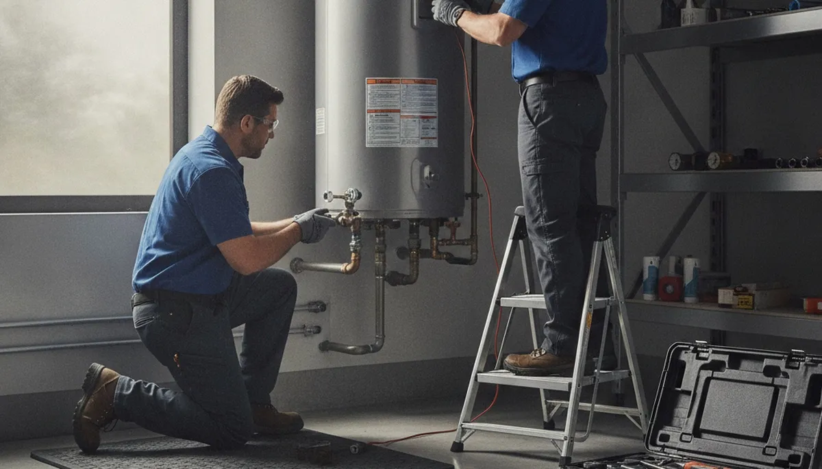 Water heater repair technician serving Saint Petersburg, FL on a plumbing service call