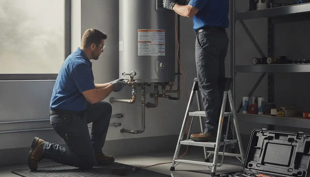 Water heater repair technician serving Saint Petersburg, FL on a plumbing service call